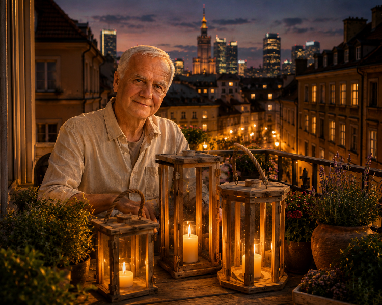 ja z lampionami na bakonie